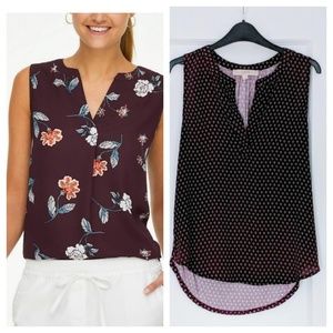 LOFT Burgundy Maroon Mixed Media Tank